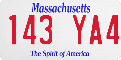MA license plate 143YA4