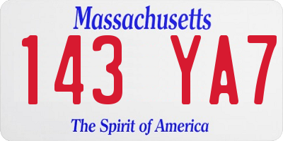MA license plate 143YA7