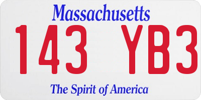 MA license plate 143YB3