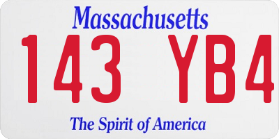 MA license plate 143YB4