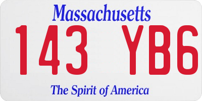 MA license plate 143YB6