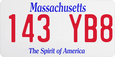 MA license plate 143YB8