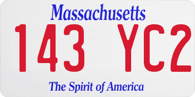 MA license plate 143YC2