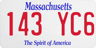 MA license plate 143YC6