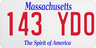MA license plate 143YD0