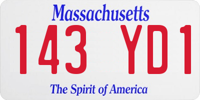MA license plate 143YD1