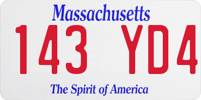 MA license plate 143YD4