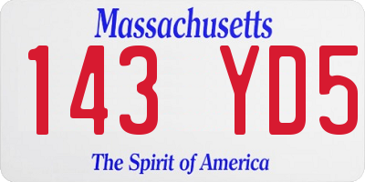 MA license plate 143YD5