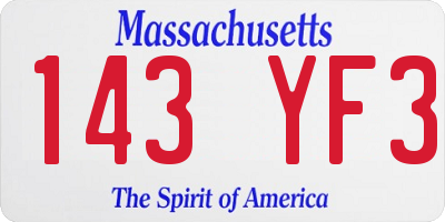 MA license plate 143YF3