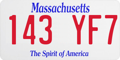 MA license plate 143YF7