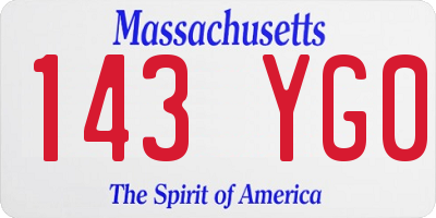 MA license plate 143YG0