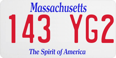 MA license plate 143YG2