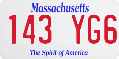 MA license plate 143YG6