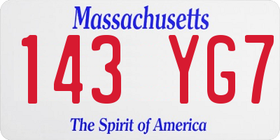 MA license plate 143YG7