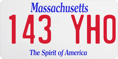 MA license plate 143YH0