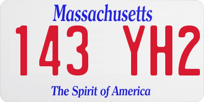 MA license plate 143YH2