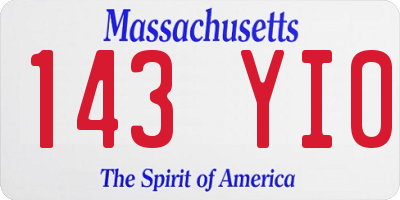 MA license plate 143YI0