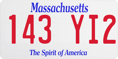 MA license plate 143YI2