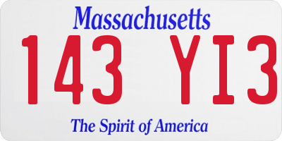 MA license plate 143YI3