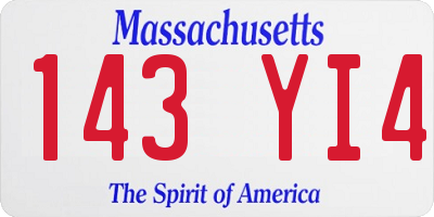 MA license plate 143YI4