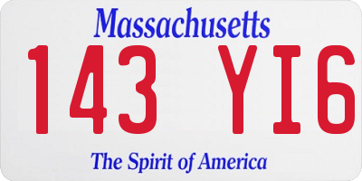 MA license plate 143YI6