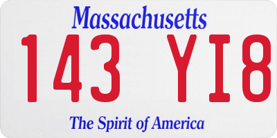 MA license plate 143YI8