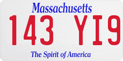 MA license plate 143YI9