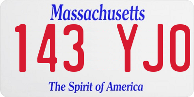 MA license plate 143YJ0