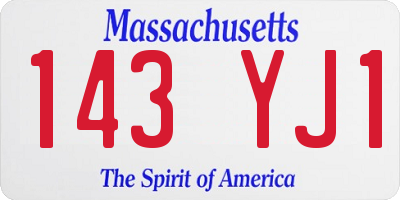 MA license plate 143YJ1