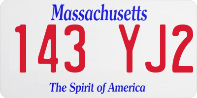 MA license plate 143YJ2