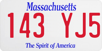 MA license plate 143YJ5