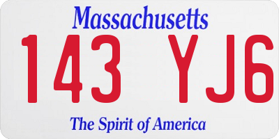 MA license plate 143YJ6