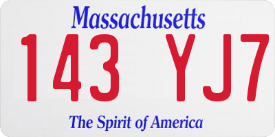 MA license plate 143YJ7