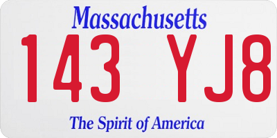 MA license plate 143YJ8