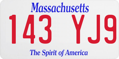 MA license plate 143YJ9