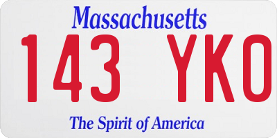 MA license plate 143YK0