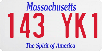 MA license plate 143YK1