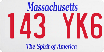 MA license plate 143YK6