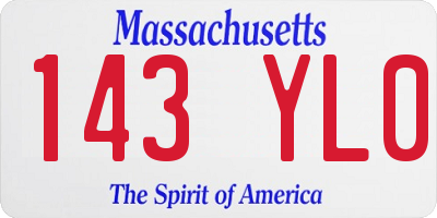 MA license plate 143YL0