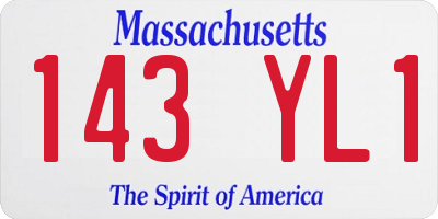 MA license plate 143YL1