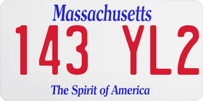 MA license plate 143YL2
