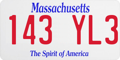 MA license plate 143YL3