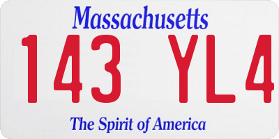 MA license plate 143YL4