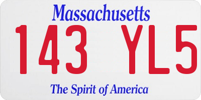 MA license plate 143YL5