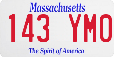 MA license plate 143YM0