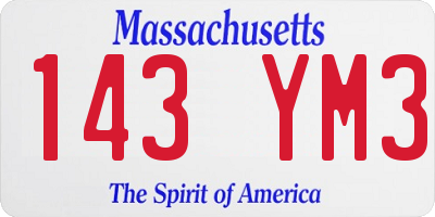 MA license plate 143YM3