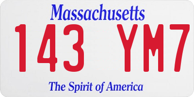 MA license plate 143YM7