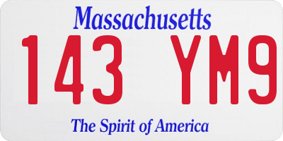 MA license plate 143YM9