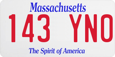 MA license plate 143YN0