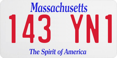 MA license plate 143YN1